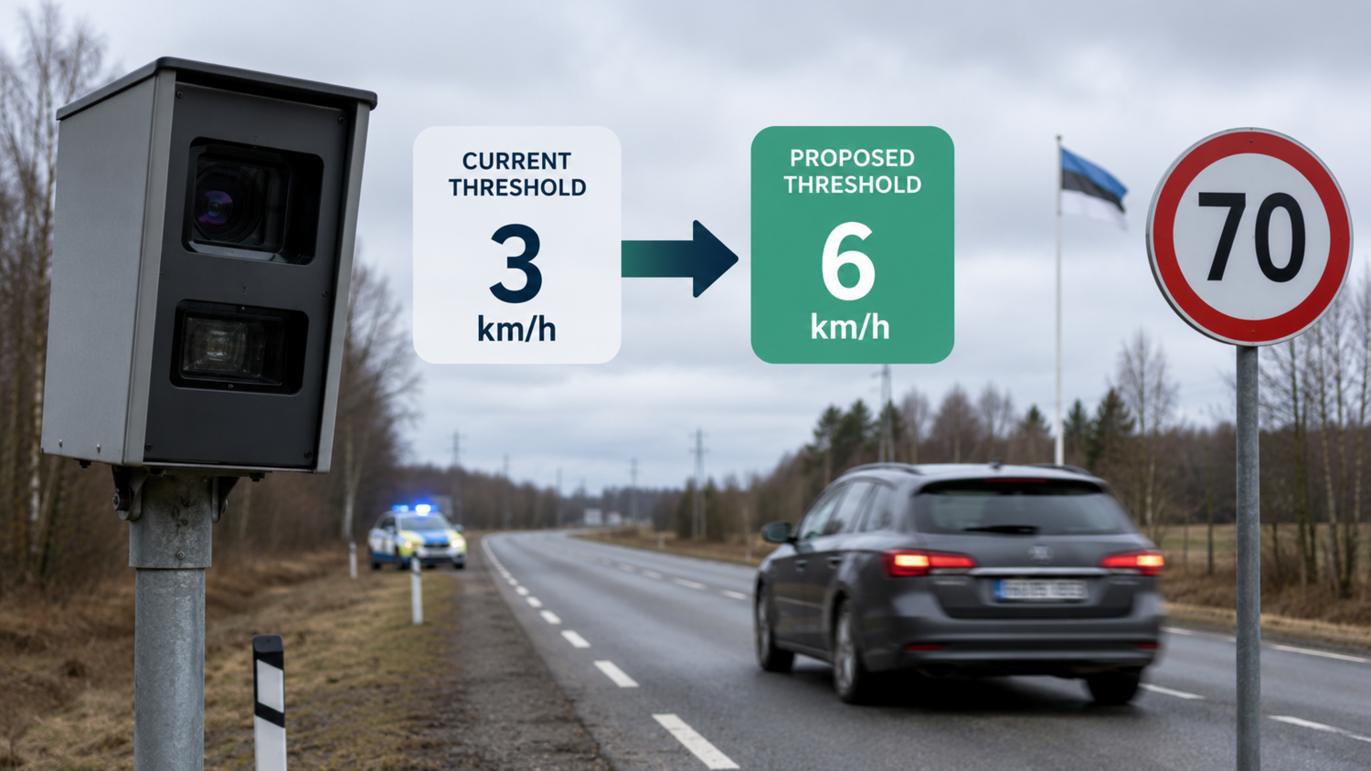 Estonia May Raise Speeding Fine Threshold to 6 km/h